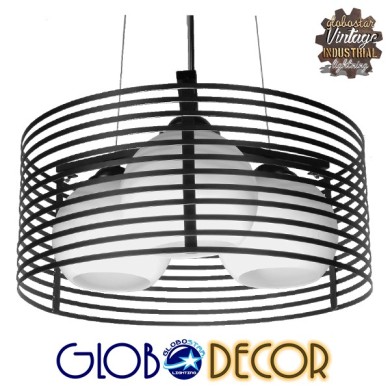 GLOBOSTAR® KEVIA 01150 Μοντέρνο Κρεμαστό Φωτιστικό Οροφής με Ντουί 3 x E27 AC 220-240V IP20 - Μαύρο & Λευκό - Μ40 x Π40 x Υ17.5cm